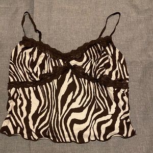 Brown Lace Zebra Tank Crop Top Shein Small
